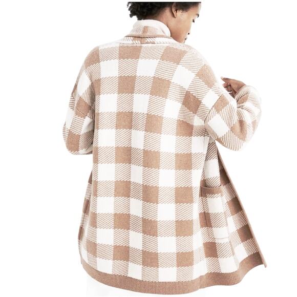 MADEWELL Women’s Minetta Wool Buffalo Plaid Sweater Coat Medium - Picture 3 of 6